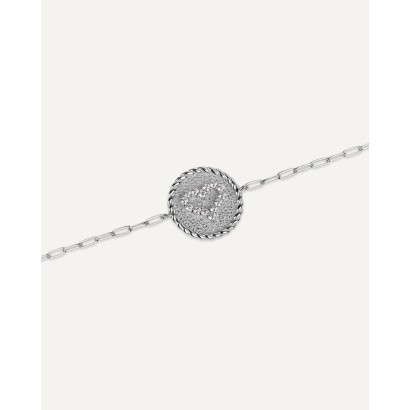 Pulsera corazón redondo circonitas plata 23.PU.58