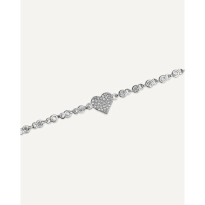 Pulsera corazón circonitas plata rodiada  23.PU.56