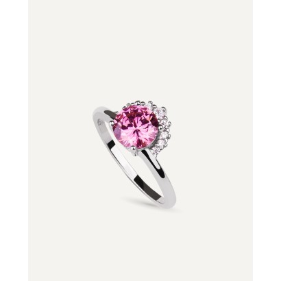 Anillo Sunrise piedra rosa plata rodiada 48.SO.03