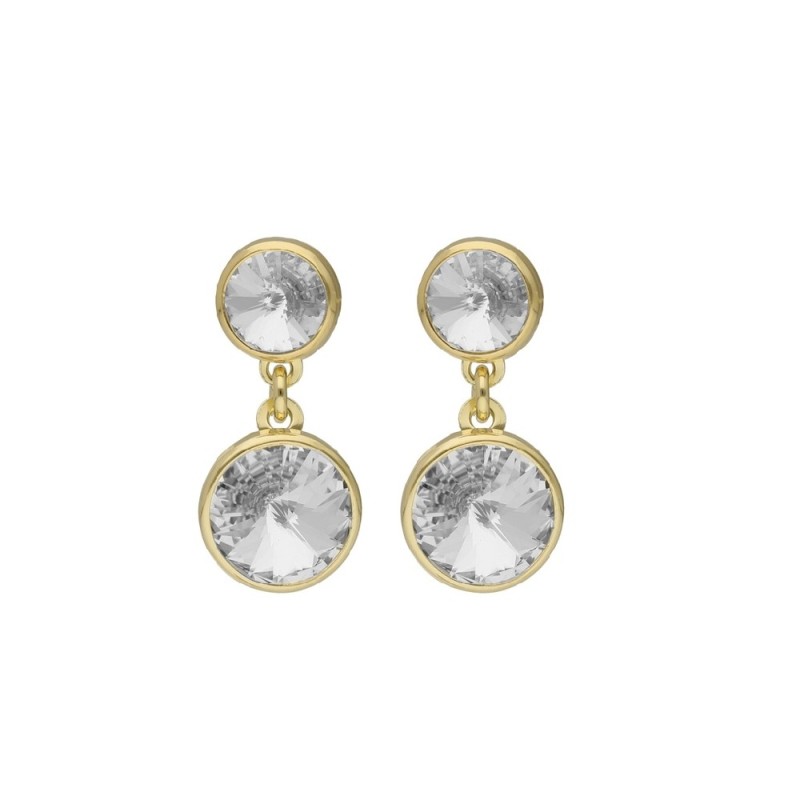 Pendientes cortos plata chapada oro cristal A4221-07D