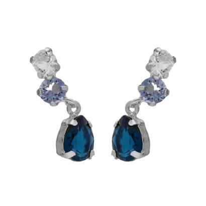 Pendientes cortos  lagrima azul plata A5001-18HT