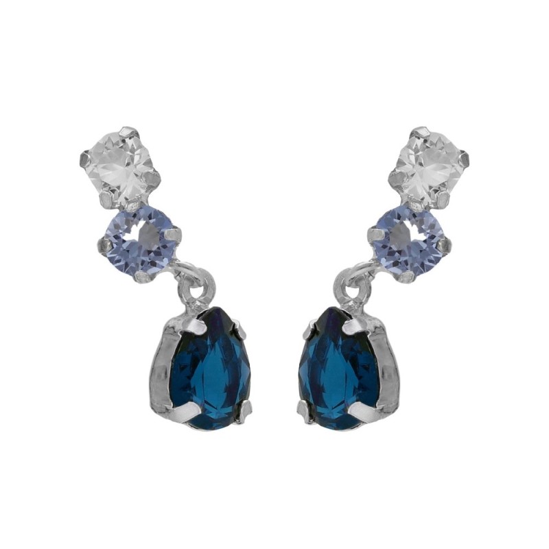 Pendientes cortos  lagrima azul plata A5001-18HT