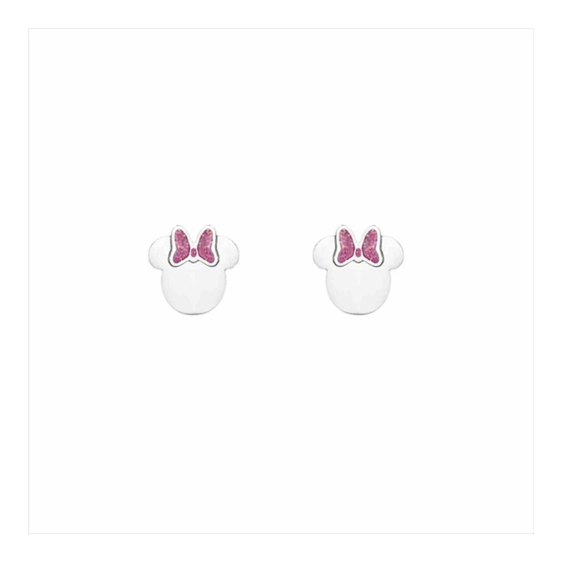 Pendiente Minnie Disney lazo rosa acero ST0049P