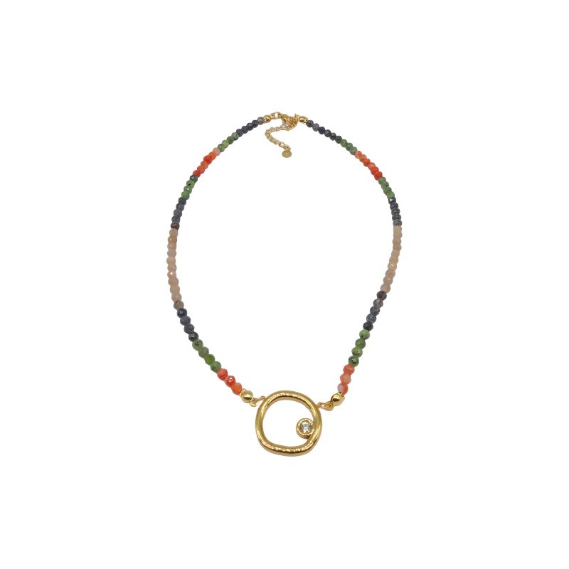 Collar de acero y piedras  Z2016116