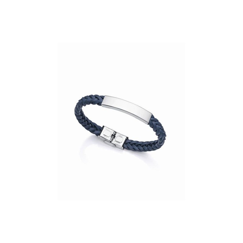 Pulsera acero piel azul sr ref. 1478P01013