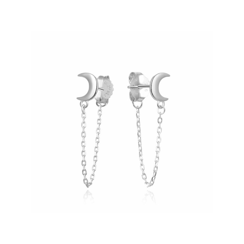 Pendientes plata con luna y cadena  2024108