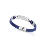 Pulsera acero placa y piel azul sr 15170P01013