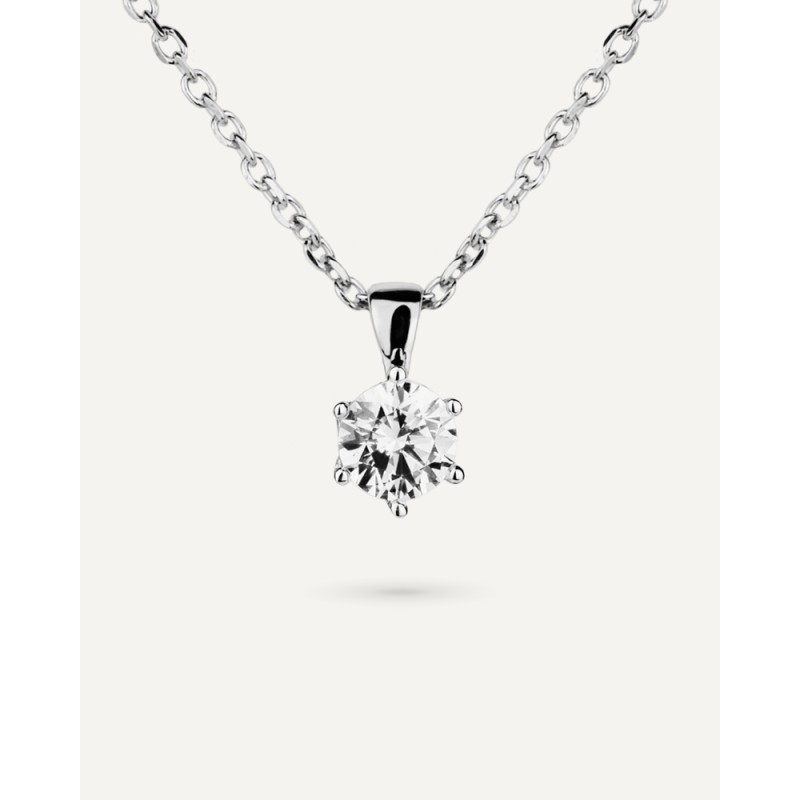 Collar  BRILLIANT CUTen garra plata y circonita bco1.0,5ct