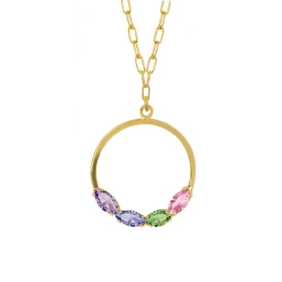 Collar circulo multicolor oro  A4455-MDG