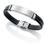 Pulsera acero y piel negra 6371P09010