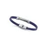 Pulsera acero y piel azul 75402P01013