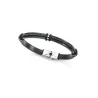 Pulsera silicona y piel negra 14128P0101