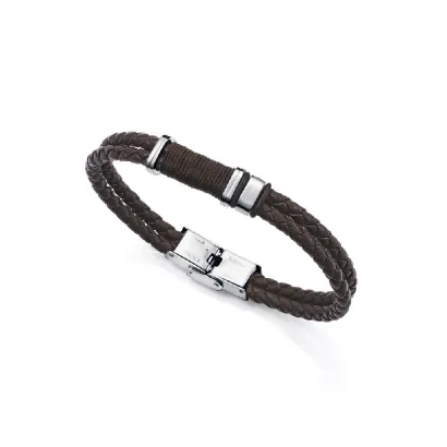Pulsera acero y piel cordón 14129P01011