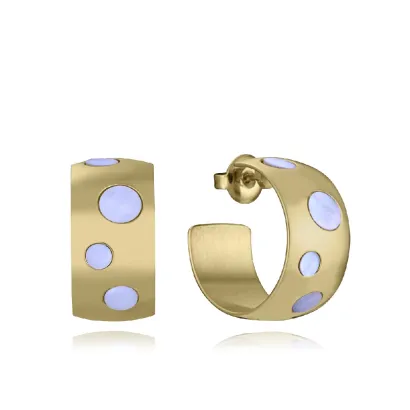 Pendiente acero ip dorado madre perla 14