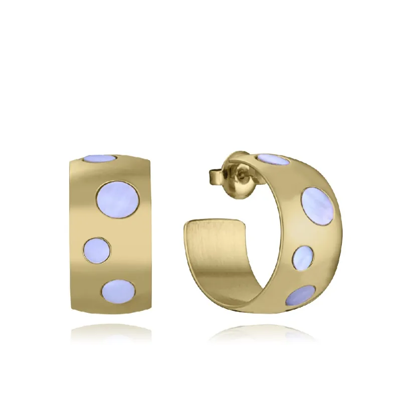 Pendiente acero ip dorado madre perla 14