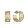 Pendiente acero ip dorado madre perla 14
