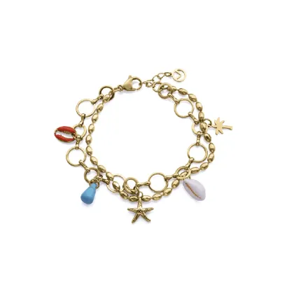 Pulsera acero ip dorado concha 14273P010