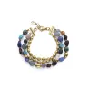 Pulsera acero ip dorado y piedras 14276P