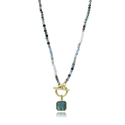 Collar acero ip dorado piedras 14279C010