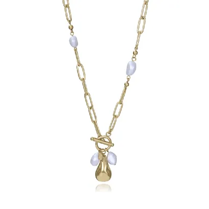 Collar acero ip dorado perla 14284C01012