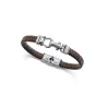Pulsera acero y piel marron 14300P01011