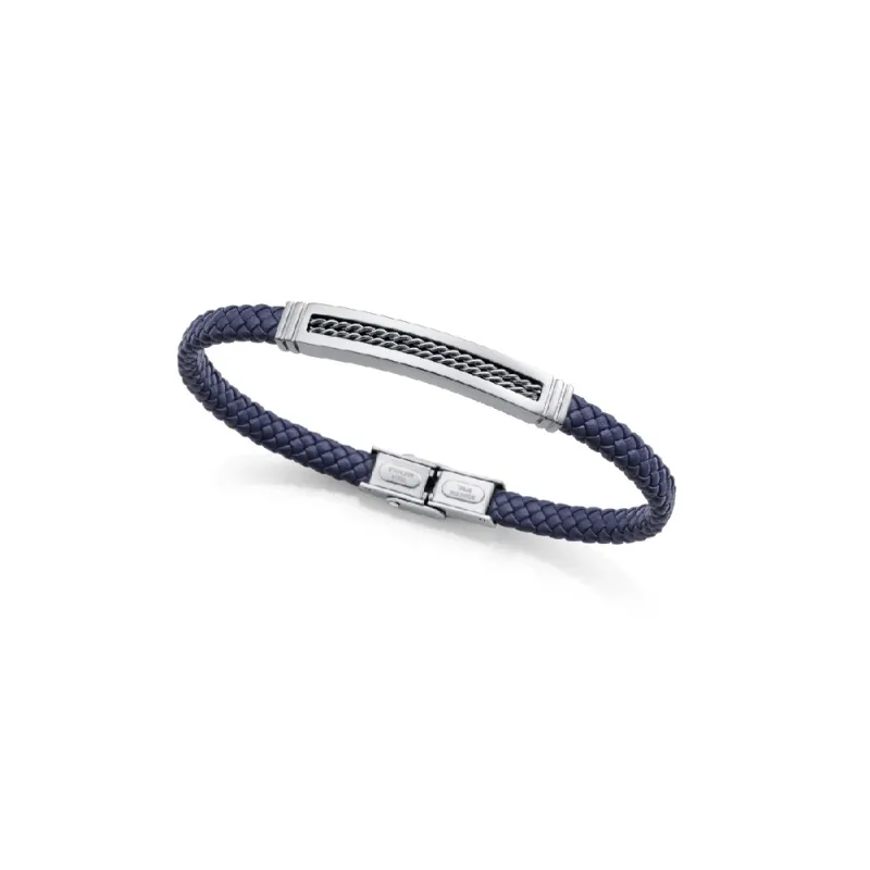 Pulsera acero y piel azul 15179P01013 Pulsera acero y piel azul 15179P01013
