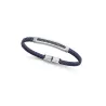 Pulsera acero y piel azul 15179P01013