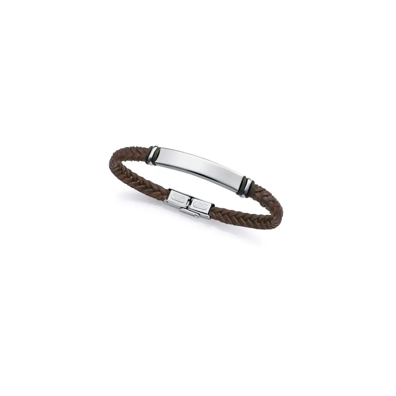 Pulsera acero y piel marron 15180P01011 Pulsera acero y piel marron 15180P01011