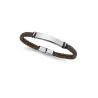 Pulsera acero y piel marron 15180P01011