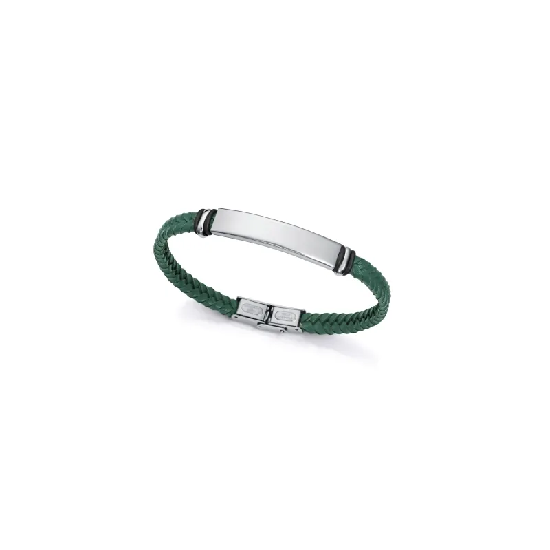 Pulsera acero y piel verde 15180P01016 Pulsera acero y piel verde 15180P01016