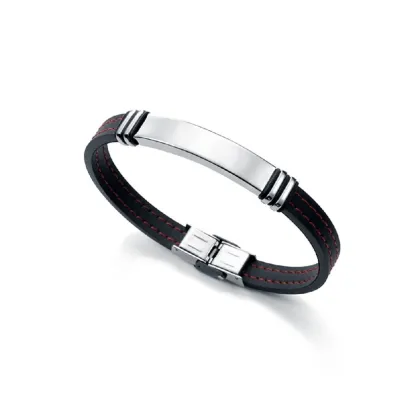 Pulsera acero y caucho negro 6343P09017