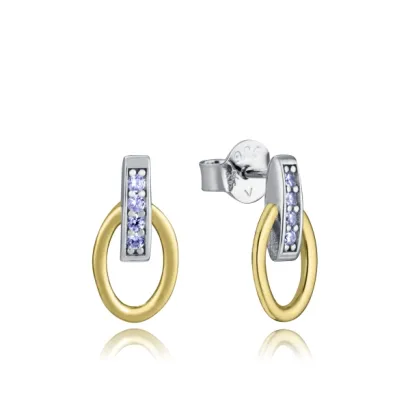 Pendiente plata baño oro y rodio 9158E10