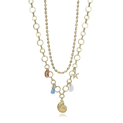 Collar acero ip dorado concha 14273C0101