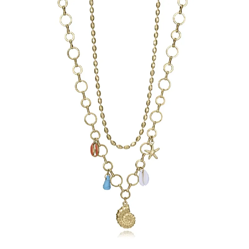 Collar acero ip dorado concha 14273C0101