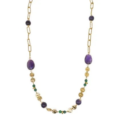 Collar de acero y piedras Z2016910