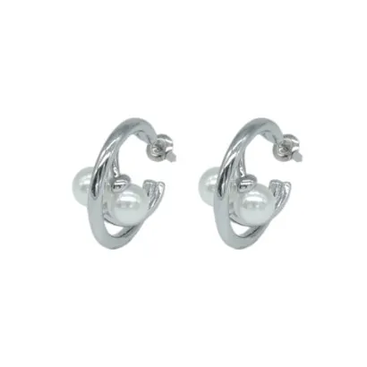 Pendientes de acero y perla Z2016911 B