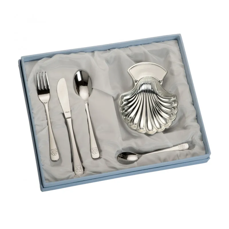 Set concha plateada y cubiertos LU8228