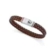 Pulsera acero y piel marron 14330P01011