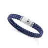 Pulsera acero y piel azul 14330P01013