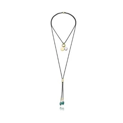 Collar acero negro piedra 14344C01010