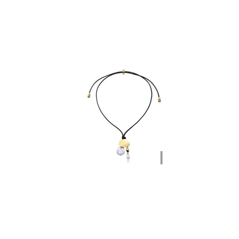 Collar acero dorado perla 15187C01012