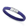 Pulsera acero y piel azul 75425P01013