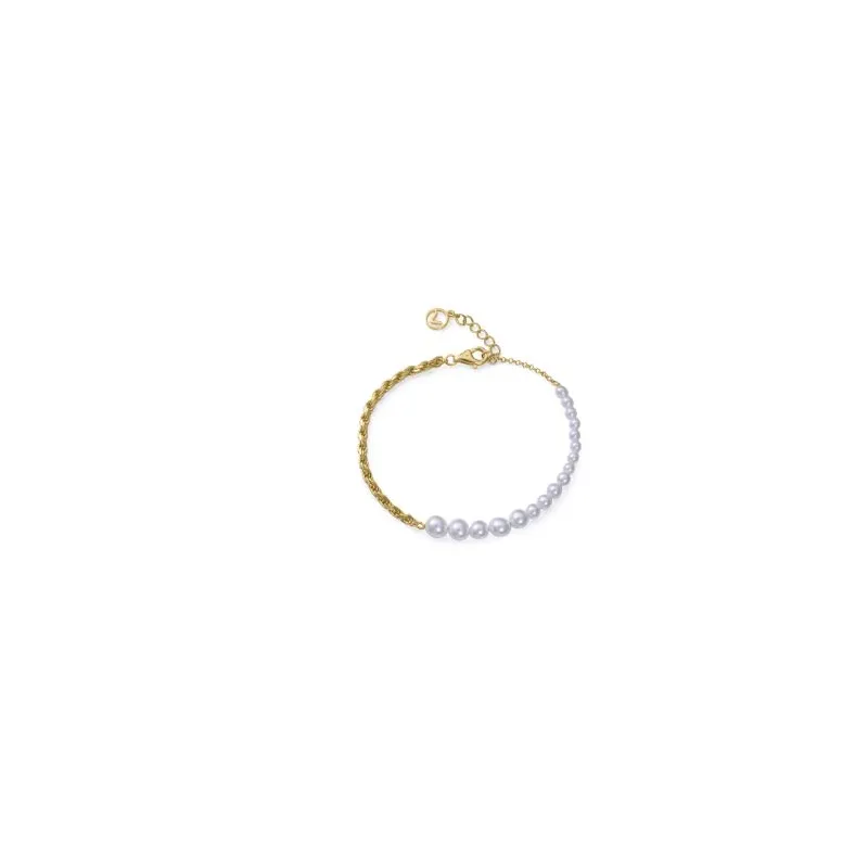 Pulsera plata año oro perla 9165P100-60
