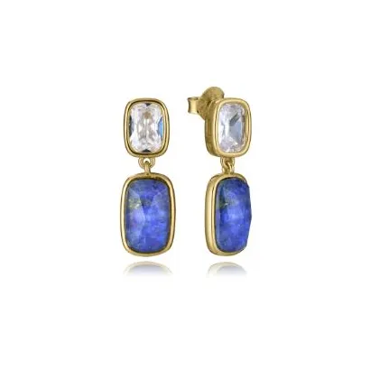 Pendiente plata baño oro piedra 2341E100