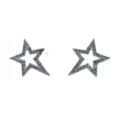 Pendiente plata estrella circ F1007