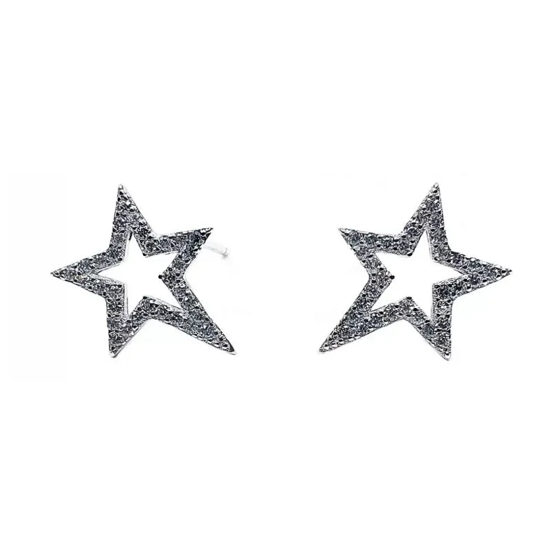 Pendiente plata estrella circ F1007