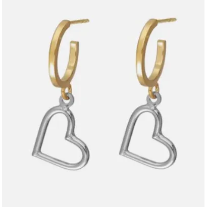 Pendiente aro bicolor corazon A5360-BT