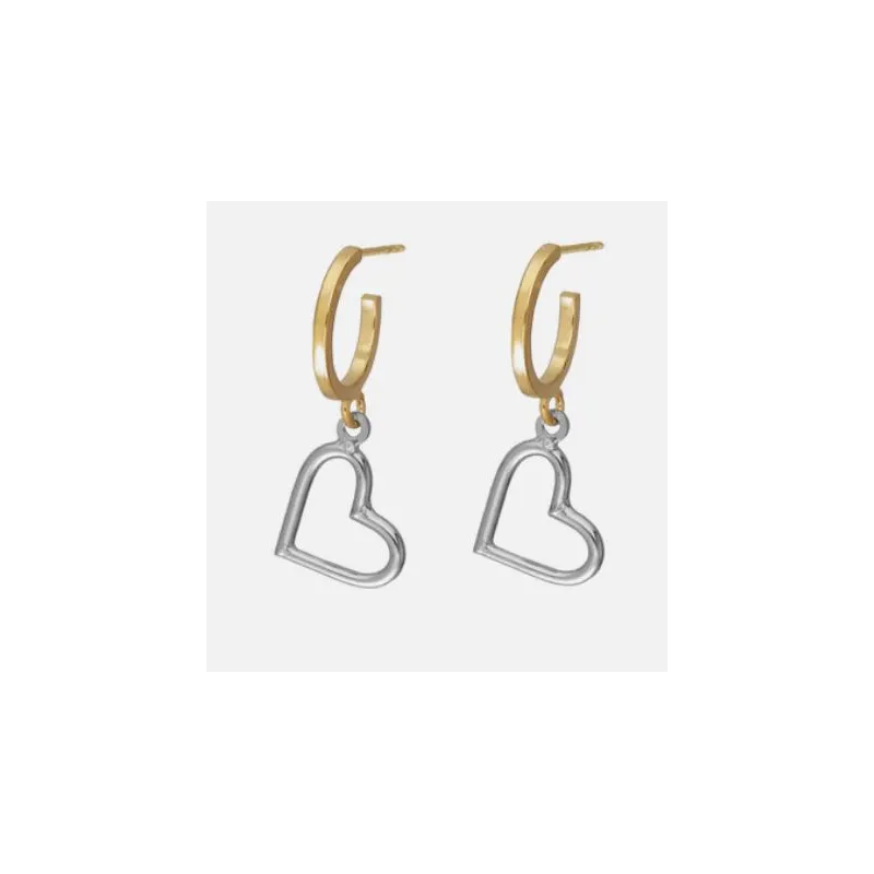 Pendiente aro bicolor corazon A5360-BT