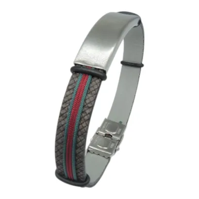 Pulsera acero y piel C30302421