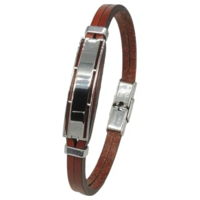 Pulsera acero y piel C30302661